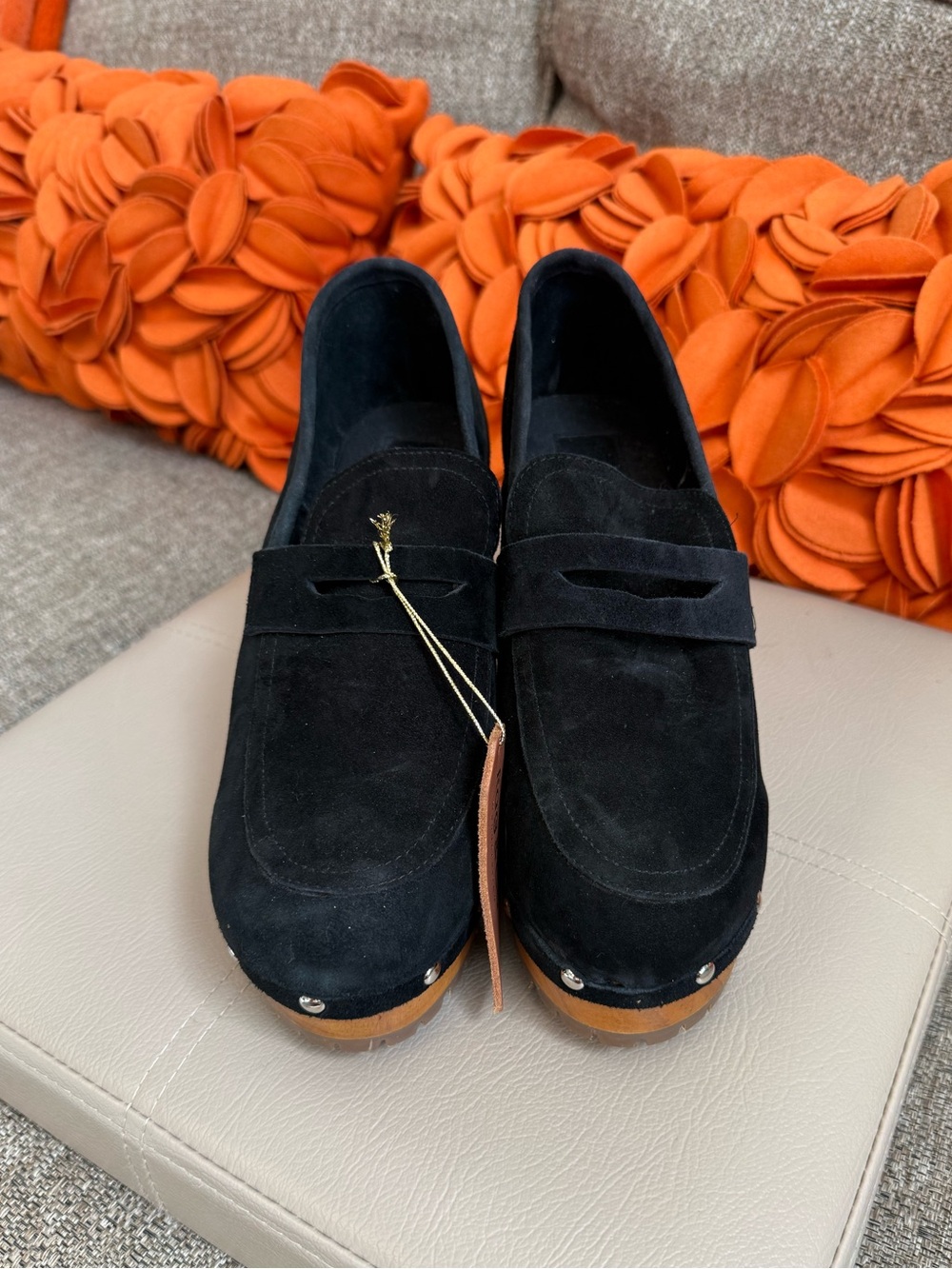 NWT Rag & Co Osage Black Suede Block Heeled Clogs - Picture 4 of 11